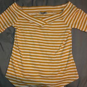 White & Yellow Striped Top